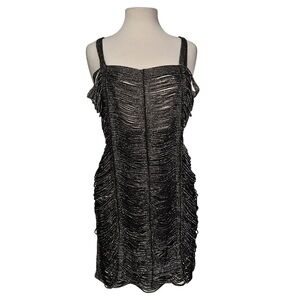 Eden Sky Mini Dress Rhinestone Strappy Black Coverup Party Night  Glam Size S‎